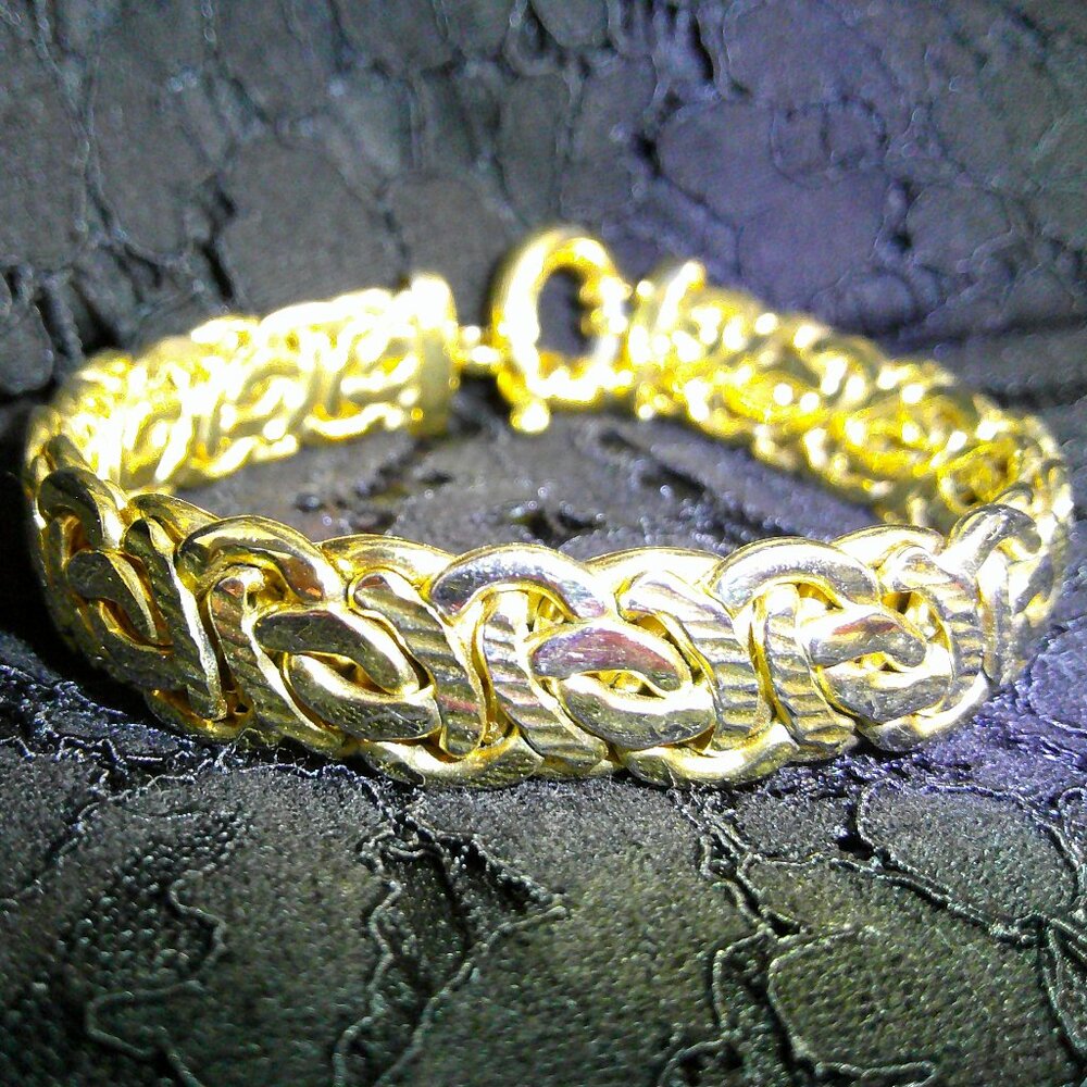 MODA AL MASSIMO 18K yellow Gold over Bronze Arezzo Byzantine 8" Bracelet JTV